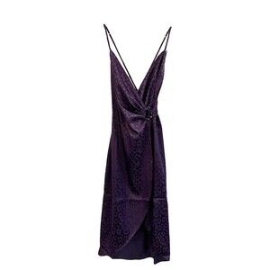 NWT JOA Just One Answer Sz Small Dress Purple Leopard Print Faux Wrap